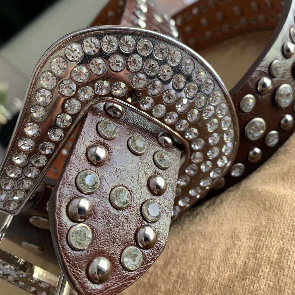 B.B Simone Ladies rhinestone studded belt